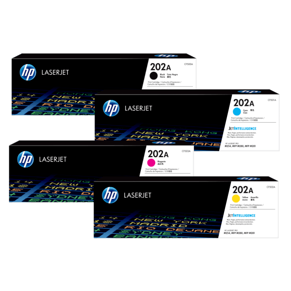 HP 202A Toners (CF500A, CF501A, CF502A, CF503A)